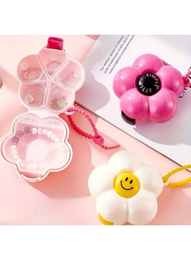 منظم أدوية وفيتامينات محمول للجيب حافظة حبوب مقسمة لـ 7 اقسام - تصميم عصري صغير للسفر والعمل - متعدد الالوان شكل وردة - Image 1